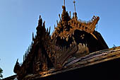 Myanmar - Mandalay, Shwe In Bin Kyaung a wonderful example of the Burmese unique teak architecture and wood-carving art. 